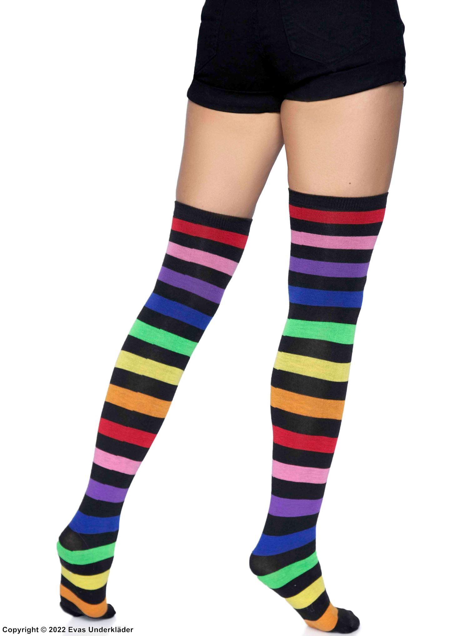 Over-knee socks, colorful stripes